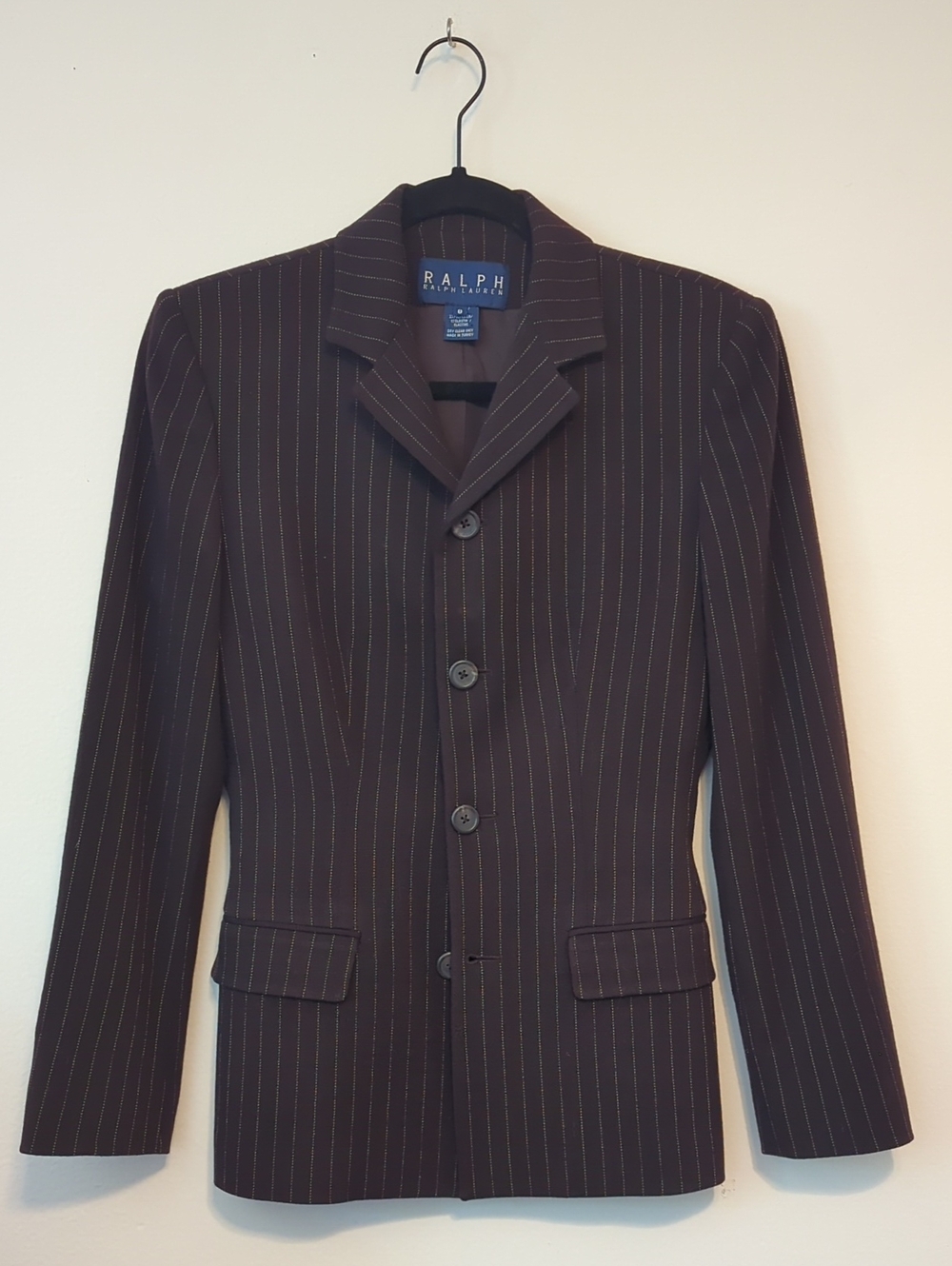 RARE TRUE VINTAGE Ralph Lauren Brown Pinstripe Blazer sz 8